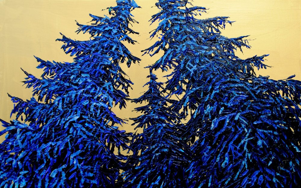 Pine Trees W/ Gold by Maya Eventov