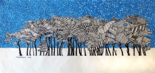 Rice Paper Landscape (cerulean) by Tim De Rose