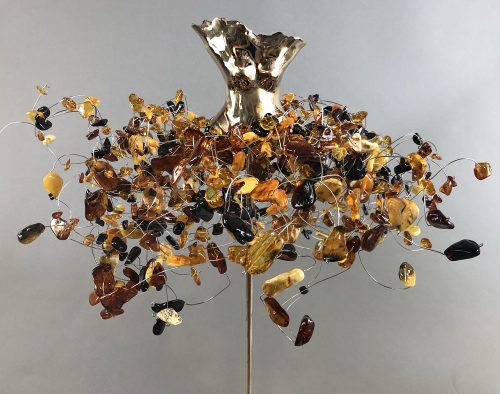 Torso (bronze Plated) W/ Baltic Amber & Swarovski Crystals by Estella Fransbergen