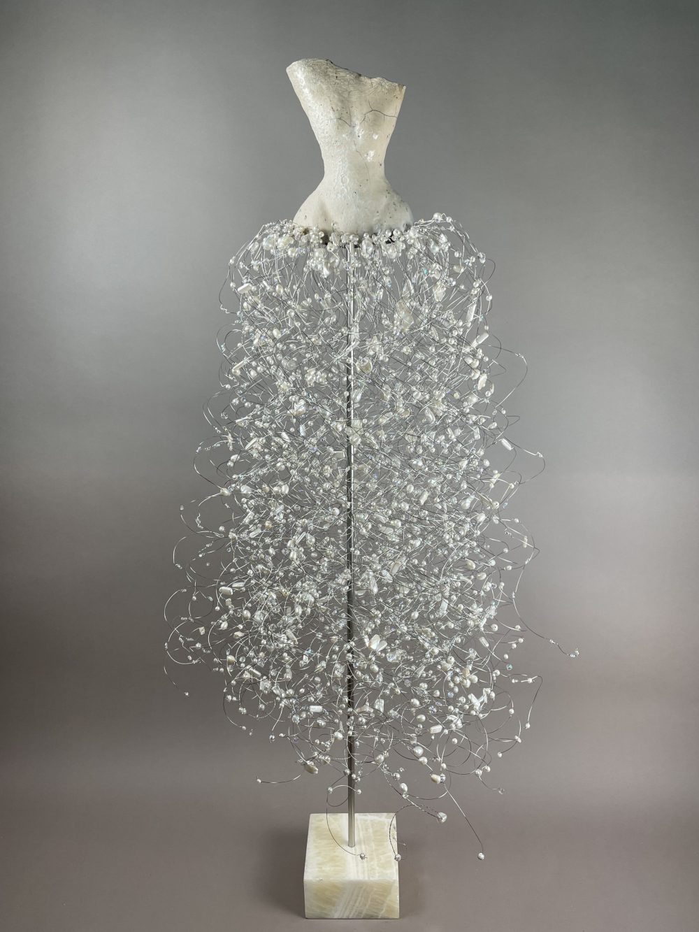 Torso (white Raku) W/ Fresh Water Pearls & Swarovski Crystals by Estella Fransbergen