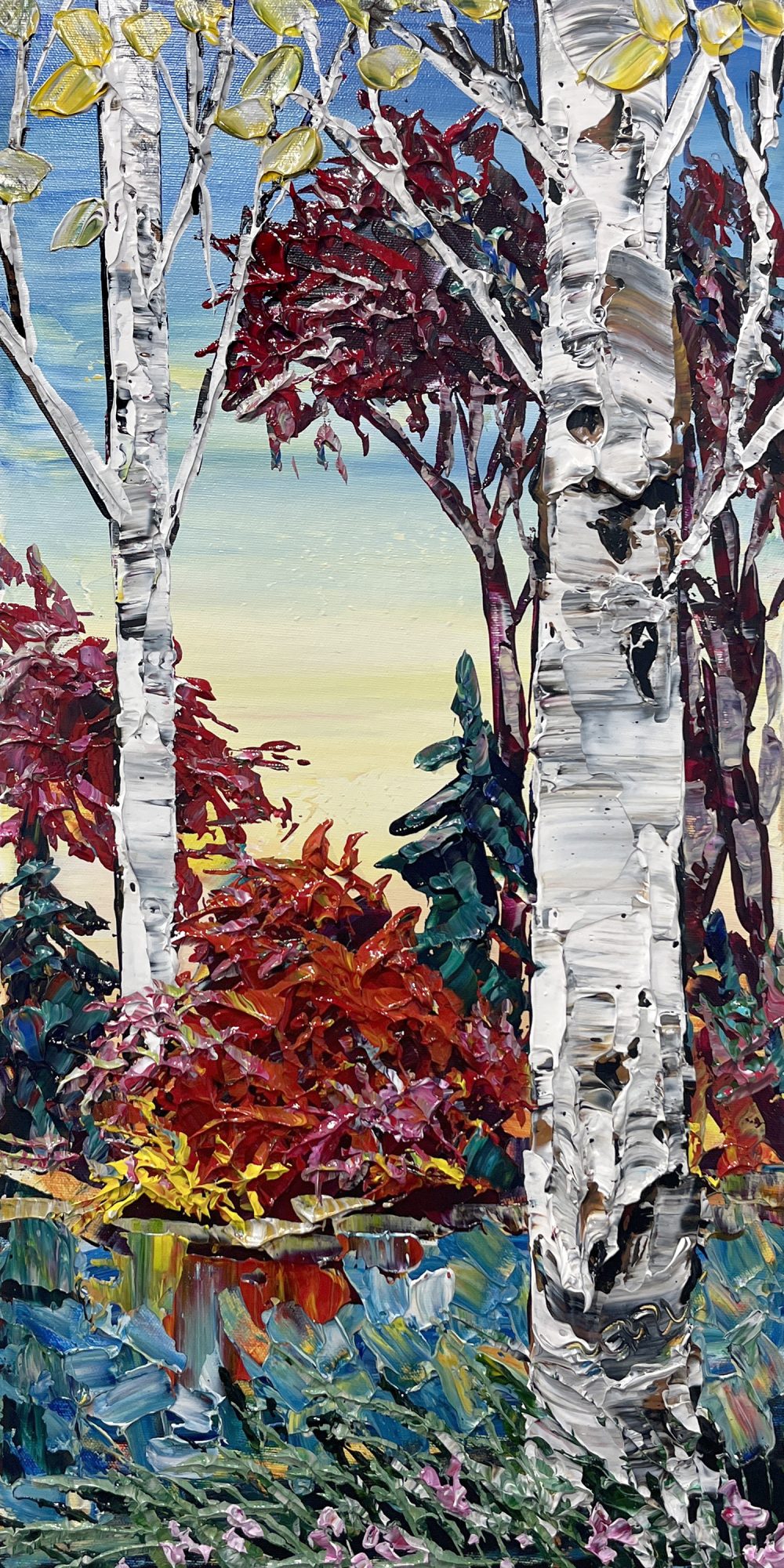 Day Birch W/ Pines by Maya Eventov