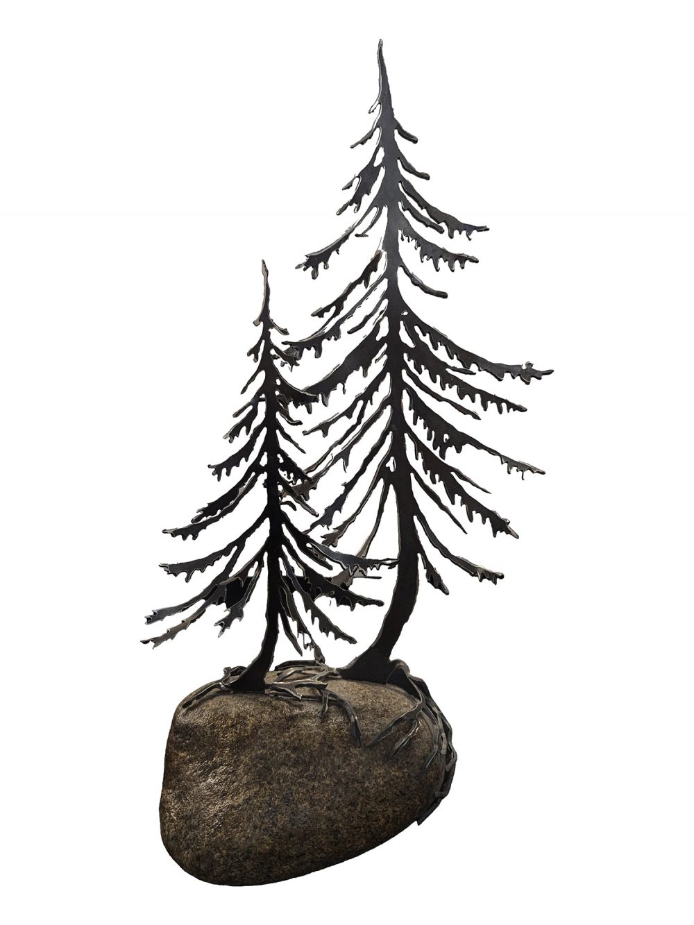 Jackpines (two) On Stone by Cathy Mark