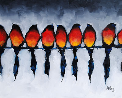 Birds On A Wire (red) by Harold Braul
