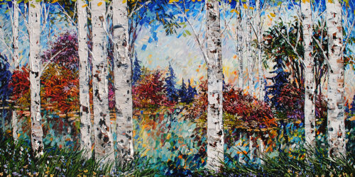 Day Birch W/ Pines (grey) by Maya Eventov