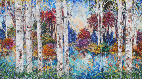 Day Birch W/ Pines (grey) by Maya Eventov